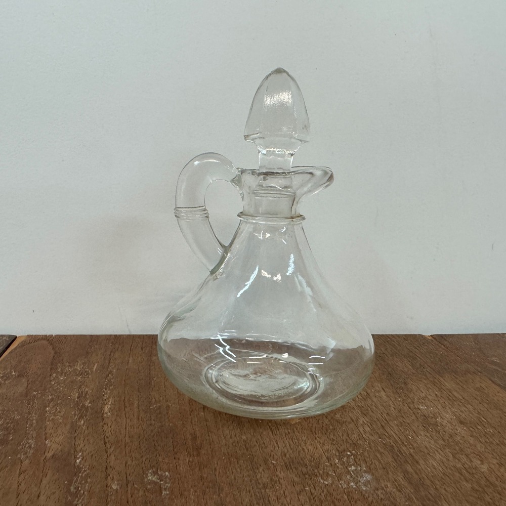 Vintage Clear Glass Oil Vinegar Cruet Carafe Dispenser with Stopper‎
